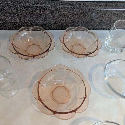 Vintage Glasses & Bowls Smoked Port Glasses Flower Trinket Bowls