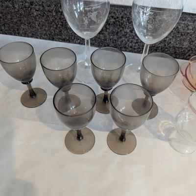 Vintage Glasses & Bowls Smoked Port Glasses Flower Trinket Bowls