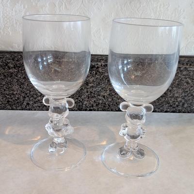 Antique Mickey & Minnie Mouse Wine Glasses