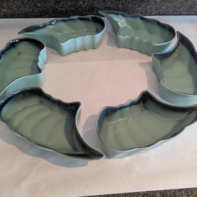 Vintage MCM Handmade Riogrande Ware Lazy Susan Rio Grande Aqua Turquoise Rare 1950s Dallas TX USA 19LS-T Chip and Dip