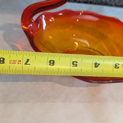 Viking Orange Glass Swan Bowl