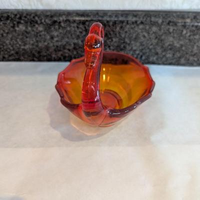 Viking Orange Glass Swan Bowl
