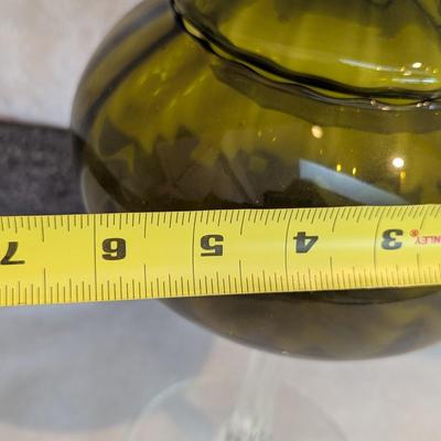 Vintage Empoli Style Art Glass Pedestal Covered Dish