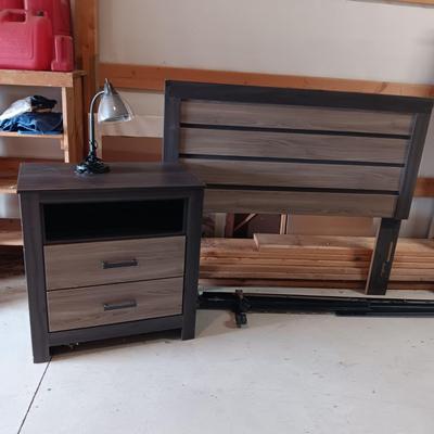 DOUBLE SIZE HEADBOARD WITH FRAME AND MATCHING NIGHT STAND