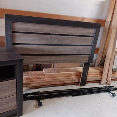 DOUBLE SIZE HEADBOARD WITH FRAME AND MATCHING NIGHT STAND