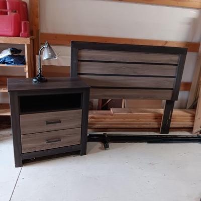 DOUBLE SIZE HEADBOARD WITH FRAME AND MATCHING NIGHT STAND
