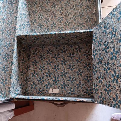 OLD METAL TRUNK WITH A SHELF