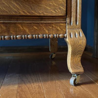 Vintage Wooden Dresser with Mirror