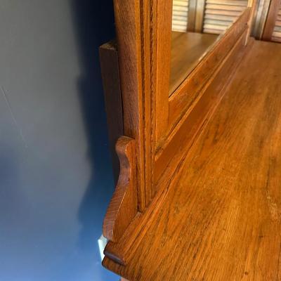 Vintage Wooden Dresser with Mirror