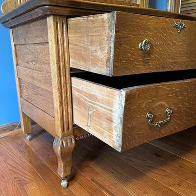 Vintage Wooden Dresser with Mirror