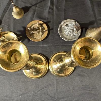 Lot of Vintage Brass Candle Holders, Bell and More!