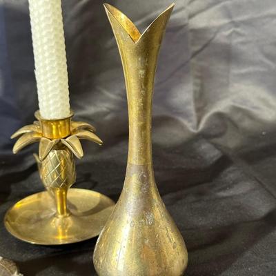 Lot of Vintage Brass Candle Holders, Bell and More!