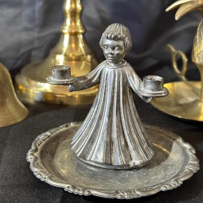 Lot of Vintage Brass Candle Holders, Bell and More!