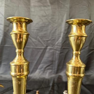Lot of Vintage Brass Candle Holders, Bell and More!