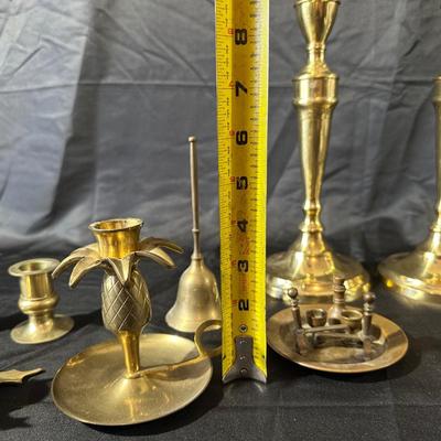 Lot of Vintage Brass Candle Holders, Bell and More!