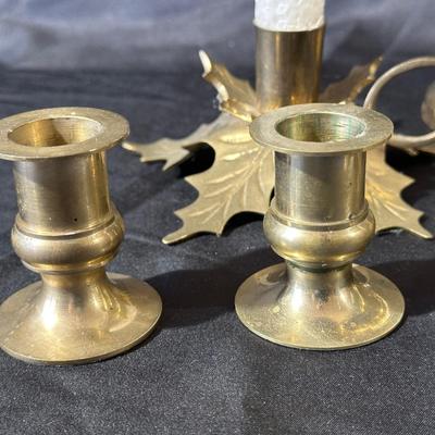 Lot of Vintage Brass Candle Holders, Bell and More!