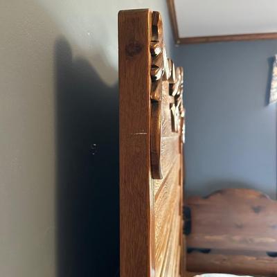 Vintage Wooden Headboard and Bed Frame