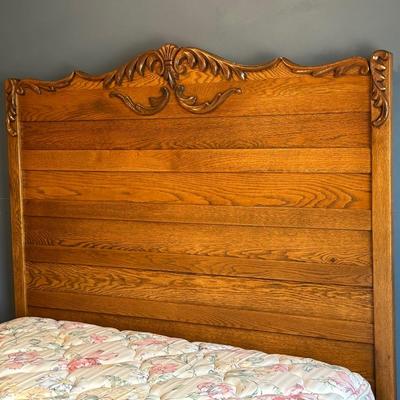 Vintage Wooden Headboard and Bed Frame