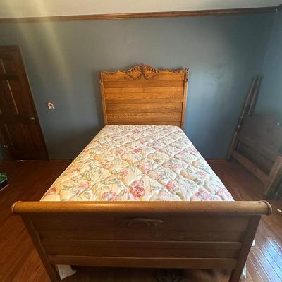 Vintage Wooden Headboard and Bed Frame