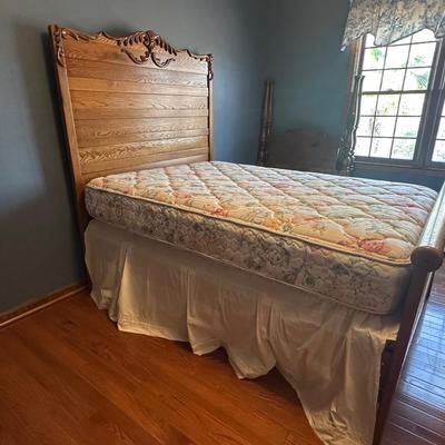 Vintage Wooden Headboard and Bed Frame
