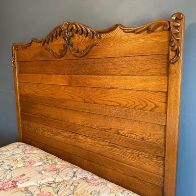 Vintage Wooden Headboard and Bed Frame
