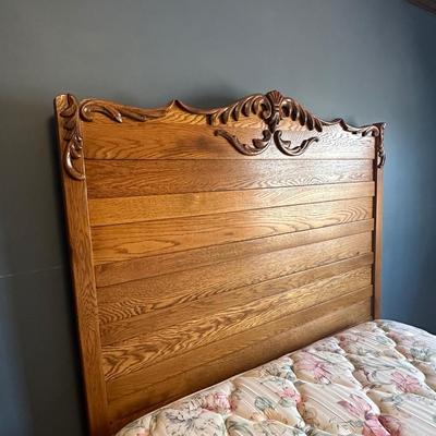 Vintage Wooden Headboard and Bed Frame