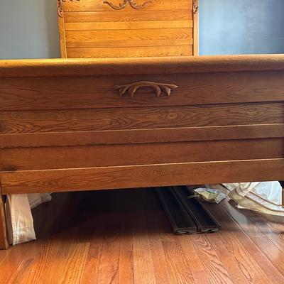 Vintage Wooden Headboard and Bed Frame