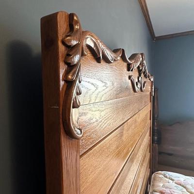 Vintage Wooden Headboard and Bed Frame