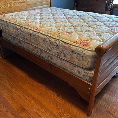 Vintage Wooden Headboard and Bed Frame