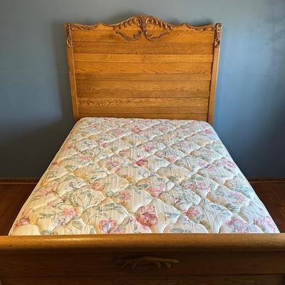 Vintage Wooden Headboard and Bed Frame