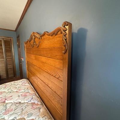 Vintage Wooden Headboard and Bed Frame