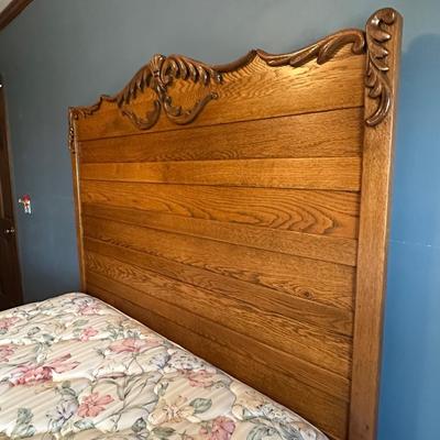 Vintage Wooden Headboard and Bed Frame