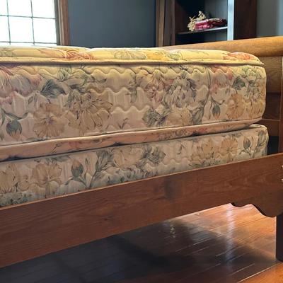 Vintage Wooden Headboard and Bed Frame