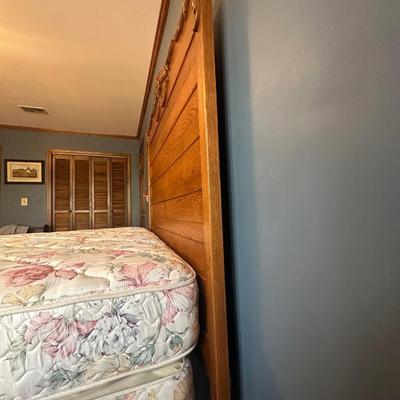 Vintage Wooden Headboard and Bed Frame