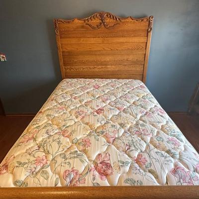 Vintage Wooden Headboard and Bed Frame