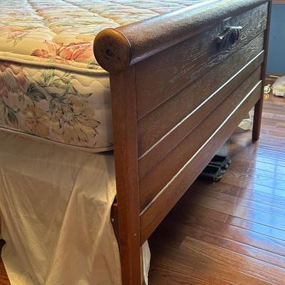 Vintage Wooden Headboard and Bed Frame