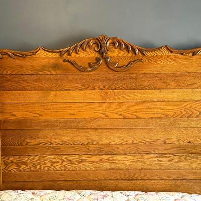 Vintage Wooden Headboard and Bed Frame