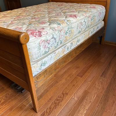 Vintage Wooden Headboard and Bed Frame