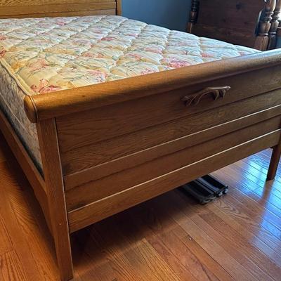 Vintage Wooden Headboard and Bed Frame