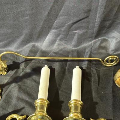 Lot of Vintage Brass Candle Holders and Trinkets
