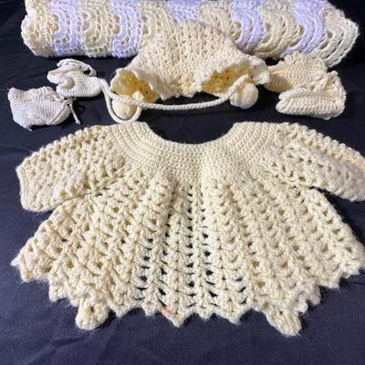 Lot of Handmade Yellow Vintage Crochet