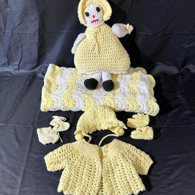 Lot of Handmade Yellow Vintage Crochet