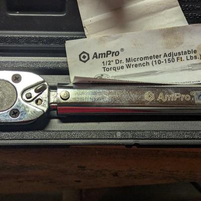AmPro 1/2" Dr. Micrometer Adjustable Torque Wrench (10-150 Ft. Lbs.)