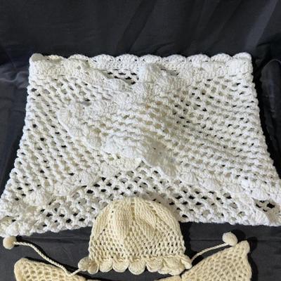 Vintage Handmade Pink & Cream Crochet