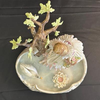 Dresden Woman & Swan Figurine