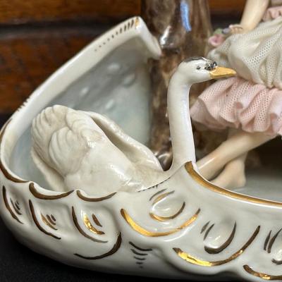Dresden Woman & Swan Figurine