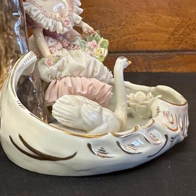 Dresden Woman & Swan Figurine