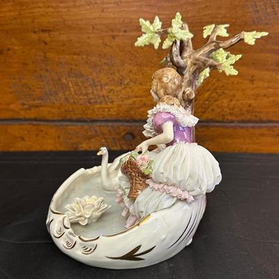 Dresden Woman & Swan Figurine