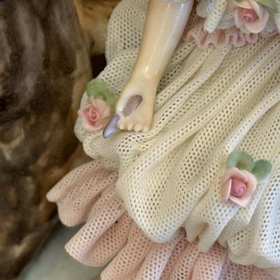 Dresden Woman & Swan Figurine