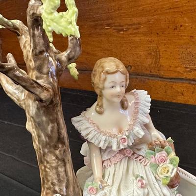 Dresden Woman & Swan Figurine